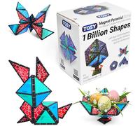 TOSY Magnet Pyramid Stone - 1 Cube Transforms into 1 Billion Shapes (Bunny, Egg Basket, Flowers, Heart), Easter Birthday Gift, 12 pcs, 243 Magnets, Holographic Design, Puzzle/STEM Toy