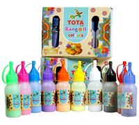 TOTA Rangoli Colour Powder Bottles for Home Decor, Diwali Decorations, Indian Pooja, Sand Art, Craft Diwali Rangoli Kit with Set of 10 Different Rangoli Colors in Squeeze Bottles - 800 Gram