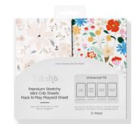 TotAha Buttery Soft Mini Crib Sheets Girl, Floral Pack N Play Mattress Sheets Hypoallergenic, Premium Jersey Playrad Sheets, Pink Flower Graco Pack and Play Sheets Fitted 2 Pack
