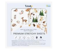 TotAha Crib Sheets for Boys Girls, Premium Soft Crib Mattress Fitted Sheet, Super Stretchy Jersey Knit Baby Sheets, Silky Comfort Baby Bed Sheets 28x52x9 Extra Deep Pocket, 2 Pack (Forest Animals)