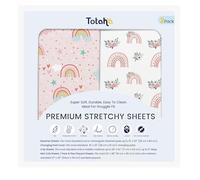 TotAha Premium Soft Bassinet Sheet for Boy Girl, Super Stretchy Jersey Knit Bassinet Fitted Sheet, Compatible with Halo, Maxi COSI, Mika Micky, SNOO, and Other Bassinet, 2 Pack (Rainbow)