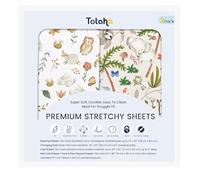 TotAha Premium Soft Bassinet Sheet for Boy Girl, Super Stretchy Jersey Knit Bassinet Fitted Sheet, Compatible with Halo, Maxi COSI, Mika Micky, SNOO, and Other Bassinet, 2 Pack (Happy Zoo & Jungle)