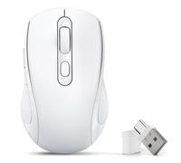 Totaiden Bluetooth Mouse, Wireless Mouse for Mac/MacBook Pro/MacBook Air/PC/Laptop/ipad/Computer/Chromebook,4 Modes Mouse （BT5.2 & BT3.0 + USB-A & USB Type-C） (White)