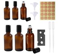 Total 12 Pcs,6 Pcs Roller Ball Bottles for Essential Oils 2 Pcs Funnel 2 Pcs Dropper Label Stickers and Bottle Opener,Roller Bottles for Essential Oils Empty Roller Ball Bottles Rollerball Bottles