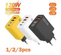 Total 120W 1/2/3 Pcs Fast Charger Type C Quick Charge 3.0 USB Charger Adapter For iPhone Samsung Xiaomi PD Fast Charging Plug