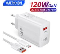 Total 120W USB Charger Quick Charge Phone Charger Type C Cable For iPhone Samsung Xiaomi Fast Charging EU/US Plug Wall Charger