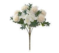 Total 16 Flowers Artificial Flowers Bouquet, Faux Hydrangea Flowers, Uv-Resistant Hanging Fake Greenery Shrub Plants, Spring Summer Garden Decor, for Table Centrepiece Garden Home Wedding (white)