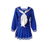 Total 2550 Big Girls' Women Japan School Uniform Costume Cosplay Dress sailor ladies Navy Blue (S, Blue/White)