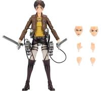 Total Anime Attack on Titan Eren Jaeger - 6.5-Inch Figure with Swappable Faceplates, Alternate Hands, and Weapon