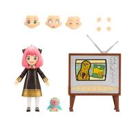 Total Anime Spy X Family Anya Forger - 6.5-Inch Scale Figure with Swappable Faceplates, Alternate Hands, Teddy Bear, and TV Set