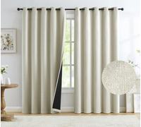 Total Blackout Natural Linen Bedroom Curtains Panels Casual Farmhouse Burlap Texture 100 Room Darkening Window Treatment Set Energy Efficient Draperies for Living Room 60"x72"x2, Beige