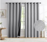 Total Blackout Natural Linen Bedroom Curtains Panels Casual Farmhouse Burlap Texture 100 Room Darkening Window Treatment Set Energy Efficient Draperies for Living Room 60"x72"x2, Grey