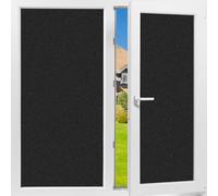 Total Blackout Window Privacy Film Day and Night 100% Light Blocking Static Cling Room Darkening Window Tint Black Door Stickers for Home Office, No Glue Anti-UV (Frosted-Black, 35.4 Inch x 7.8 Feet)