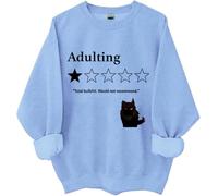 Total Bullshit Would Not Recommend Sweatshirt, Adulting Would Not Recommend Shirt, Cute Cat Shirts Women Man Sky Blue