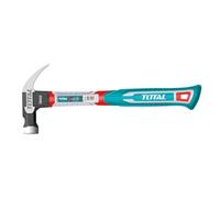 TOTAL - Carpenter’s Hammer - 450g - Suitable for Joinery and Carpentry - with Curved Claw Nail Puller - Trimaterial Fiber Handle - Forged Carbon Steel Head - Magnetic Function