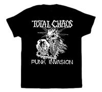 Total Chaos Punk Invasion Pullover Men's Crewneck T-Shirt Short Sleeve Top Unisex Pure Cotton Tee Black XL