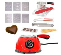 Total Chef Instant Hot Chocolate Melting Pot Fondue Sets Electric Small Chocolatier Machine with 8.8oz 250g Capacity DIY Candy Cheese Maker 32-Piece Tool Kit Cooking Chocolate Gifts for Kids Party Red