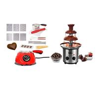 Total Chef Chocolate Melting Pot Fondue Set 250g Electric Chocolate Melter Candy Maker + 3 Tier Electric Chocolate Fountain Machine 680g Adjustable Settings Warm Function Perfect for Chocolate Melting