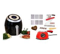 Total Chef Electric Air Fryer 3.6l Touchscreen Digital Air Fryers Adjustable Temperature and Timer Black + Chocolate Melting Pot Fondue Set Chocolatier 250g Electric Chocolate Melter Candy Maker Red