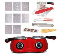 Total Chef Hot Chocolate Maker 2 Cooking Melting Pots with 17.6oz 500g Fondue Sets DIY Candy Deeping Set with 100+ Tools Kit Electric Chocolatier Machine Candy Cheese Melter Birthday Kids Party Red