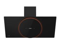 Klarstein Total Eclipse Cooker Hood - 90cm LED Kitchen Hood, 600 m³/h Air Flow, A Energy Efficiency, Touch Control, Adjustable Lighting 3000K-6500K, Quiet 61 dB, Black, Extraction & Recirculation