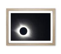 Total Eclipse Of The Moon By Modern Art Framed Print | A3 Oak Framed Wall Art | Ready to Hang | Modern Space Picture | Living Room Bedroom Lounge Office