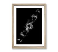 Total Eclipse Of The Moon In Abstract Modern Framed Wall Art Print, Ready to Hang Picture for Living Room Bedroom Home Office Décor, Oak A4 (34 x 25 cm)
