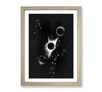 Total Eclipse Of The Moon Paint Splash Modern Framed Print | A3 Oak Framed Wall Art | Ready to Hang | Modern Space Picture | Living Room Bedroom Lounge Office