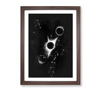 Total Eclipse Of The Moon Paint Splash Modern Framed Wall Art Print, Ready to Hang Picture for Living Room Bedroom Home Office Décor, Walnut A4 (34 x 25 cm)