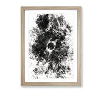 Total Eclipse Of The Moon Watercolour Modern Framed Print | A2 Oak Framed Wall Art | Ready to Hang | Modern Space Picture | Living Room Bedroom Lounge Office