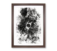 Total Eclipse Of The Moon Watercolour Modern Framed Print | A3 Walnut Framed Wall Art | Ready to Hang | Modern Space Picture | Living Room Bedroom Lounge Office
