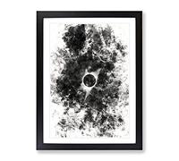 Total Eclipse Of The Moon Watercolour Modern Framed Wall Art Print, Ready to Hang Picture for Living Room Bedroom Home Office Décor, Black A4 (34 x 25 cm)