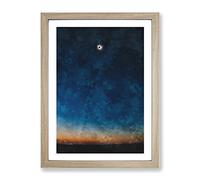 Total Eclipse Of The Sun Painting Modern Framed Wall Art Print, Ready to Hang Picture for Living Room Bedroom Home Office Décor, Oak A3 (34 x 46 cm)