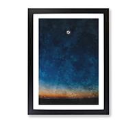 Total Eclipse Of The Sun Painting Modern Framed Wall Art Print, Ready to Hang Picture for Living Room Bedroom Home Office Décor, Black A2 (64 x 46 cm)