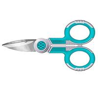TOTAL - Electricians Scissors - Stainless Steel - Length 145 mm - Comfortable Bi-Material Grip - Versatility in Electrical Projects