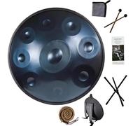 TOTAL EXPLORATION KIT: 9/10/12-Tone Steel Tongue Drum, D Minor 440Hz, 22-Inch with Soft Case - For Deeper Meditation and Sound Healing(Blue,9 Notes)