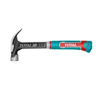 TOTAL - Forged Magnetic Carpenter’s Hammer - 450g - Suitable for Joinery and Carpentry - with Curved Claw Nail Puller - Trimaterial Fiber Handle - Forged Carbon Steel Body - Magnetic Function