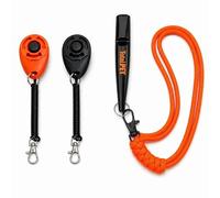 Total Pet Dog Training Set - 2 Pack Clicker and Precision Whistle for Dogs and Puppies - Mark Behaviour and Build Recall with Big Button Clickers, Wrist Coils and Lanyard