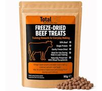 Total Pet Freeze-Dried Beef Dog Treats for Training & Rewards | Single Protein Dog Treats | High Value Recall & Obedience Training Treats | 99% Beef | 90g