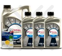 Total Quartz 7000 10W40 8 Litre 8L Car Engine Oil (5L+1L X3) + 5L SCREENWASH TAB