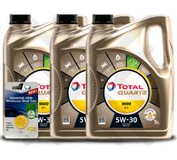 Total Quartz 9000 Future NFC 5W30 Engine Oil 15L 15 Litres + 5L SCREENWASH TAB