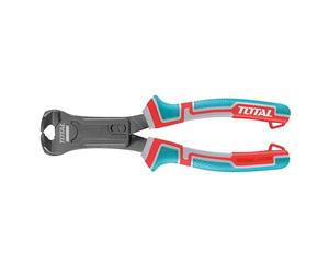 TOTAL - Reinforced Nose Pliers - 215 mm - for Cutting Wire, Cable, or Plastic - Ergonomic Non-Slip Handle - Made of Chrome Vanadium - Tri-Material Fiber Handle