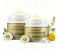 Total Relief Magnesium Cream with Arnica & MSM, 2 Jar | High Potency Soothing Muscle Rub, For Restless Legs, Joints & Nerves, Natural Mineral Complex, Night Calm & Body Relaxation