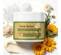 Total Relief Magnesium Cream with Arnica & MSM - High Potency Soothing Muscle Rub for Restless Legs at Night, Joint Comfort and Nerves Relaxation - Natural Mineral Balm for Post-Workout Recovery - 50g