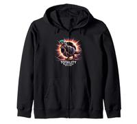 Total Solar 2026 Eclipse August 12 T-Rex Totality Fun Zip Hoodie