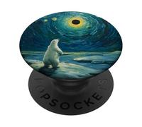 Total Solar Eclipse 08.12.2026 Greenland Polar Bear Van Gogh PopSockets Adhesive PopGrip