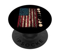 Total Solar Eclipse 2024 US American Flag Geophysicist PopSockets Adhesive PopGrip