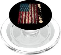 Total Solar Eclipse 2024 US American Flag Geophysicist PopSockets PopGrip for MagSafe