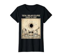 Total Solar Eclipse 2026 August 12 Stargazer Cat Science Value Graphic T-Shirt, Women, Black, L