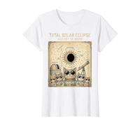 Total Solar Eclipse 2026 August 12 Stargazer Cat Science Value Graphic T-Shirt, Women, White, XS